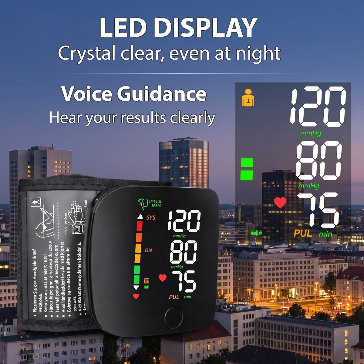 PulseGuard™ - Digital Wrist Blood Pressure Monitor for Everyday Use