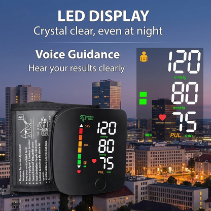 PulseGuard™ - Digital Wrist Blood Pressure Monitor for Everyday Use