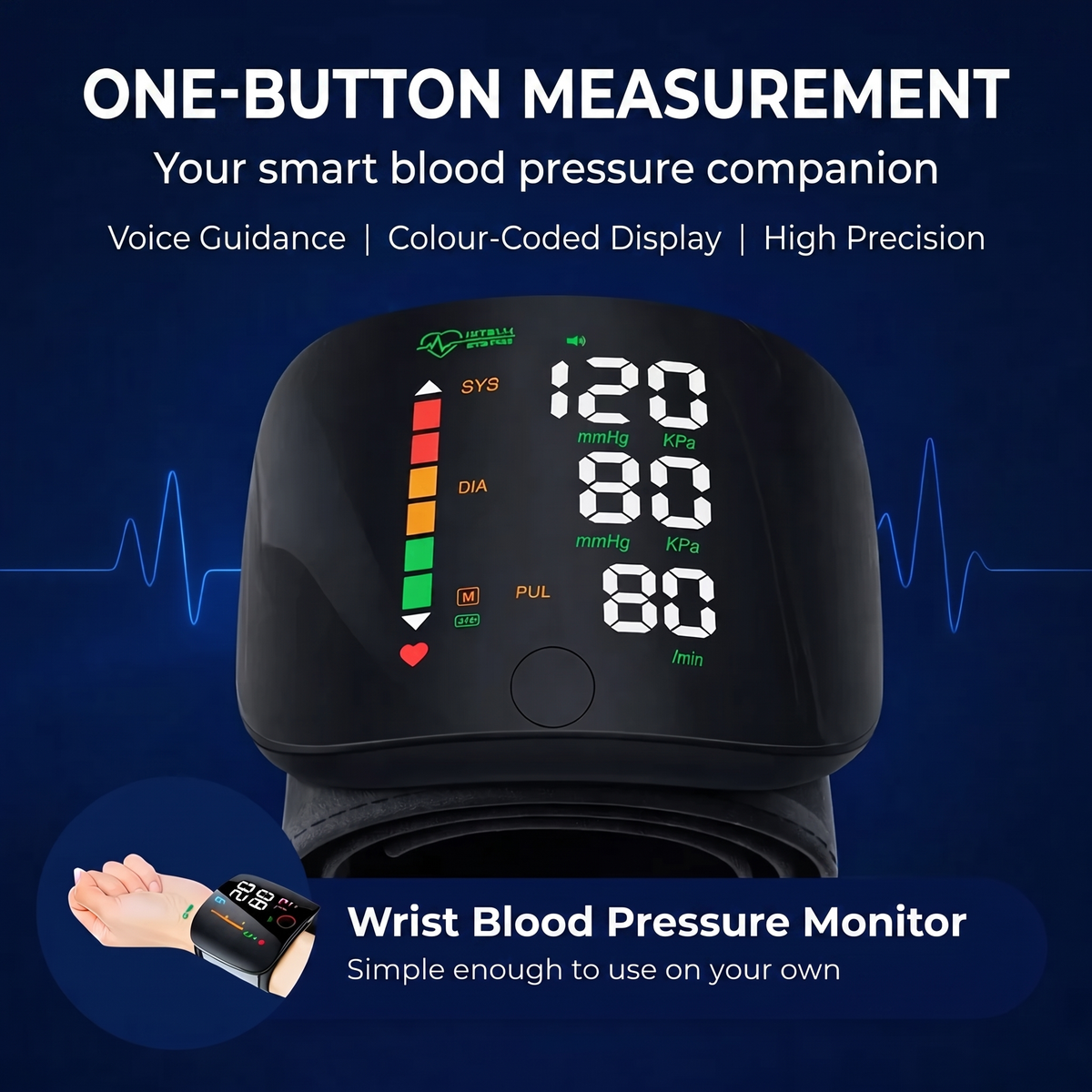PulseGuard™ - Digital Wrist Blood Pressure Monitor for Everyday Use